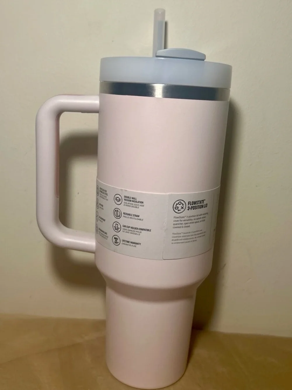Stanley 40oz light pink stainless steel tumblr